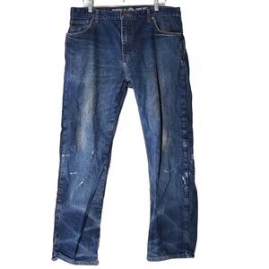 Dickies‎ Jeans Flannel Lined Blue Collar Trashed Mens 36x32 Destroyed